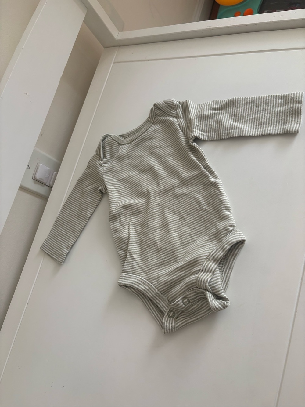 Carter's Long-Sleeve Thin Green & White Stripe Baby Bodysuit